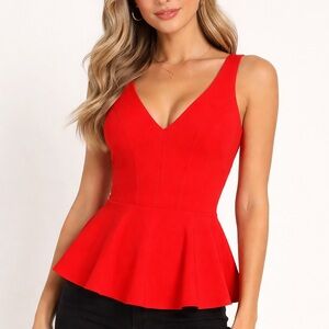 Intermix Peplum top exposed zipper in Red!